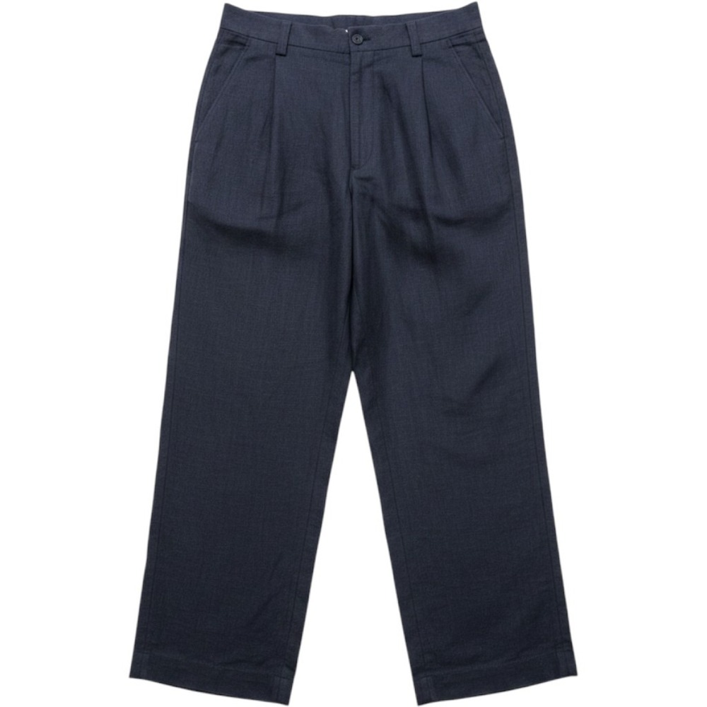 Zara Pleated 100% Linen Pants Mens Size 31 Navy Blue Straight Leg Trousers